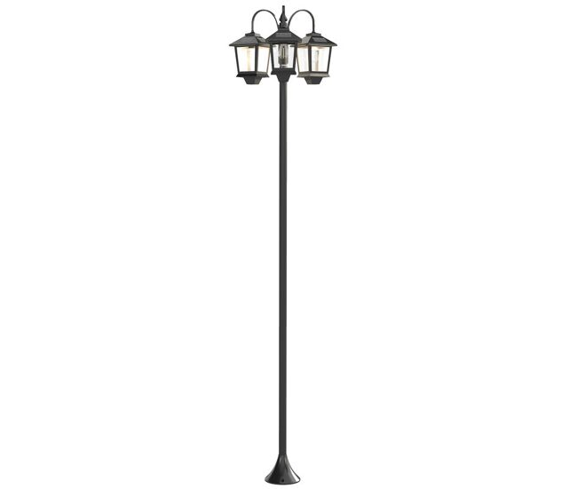 Outsunny farola solar exterior de jardín con 3 cabezales, luz solar de exterior de aluminio con encendido/apagado automático, impermeable ip44, para