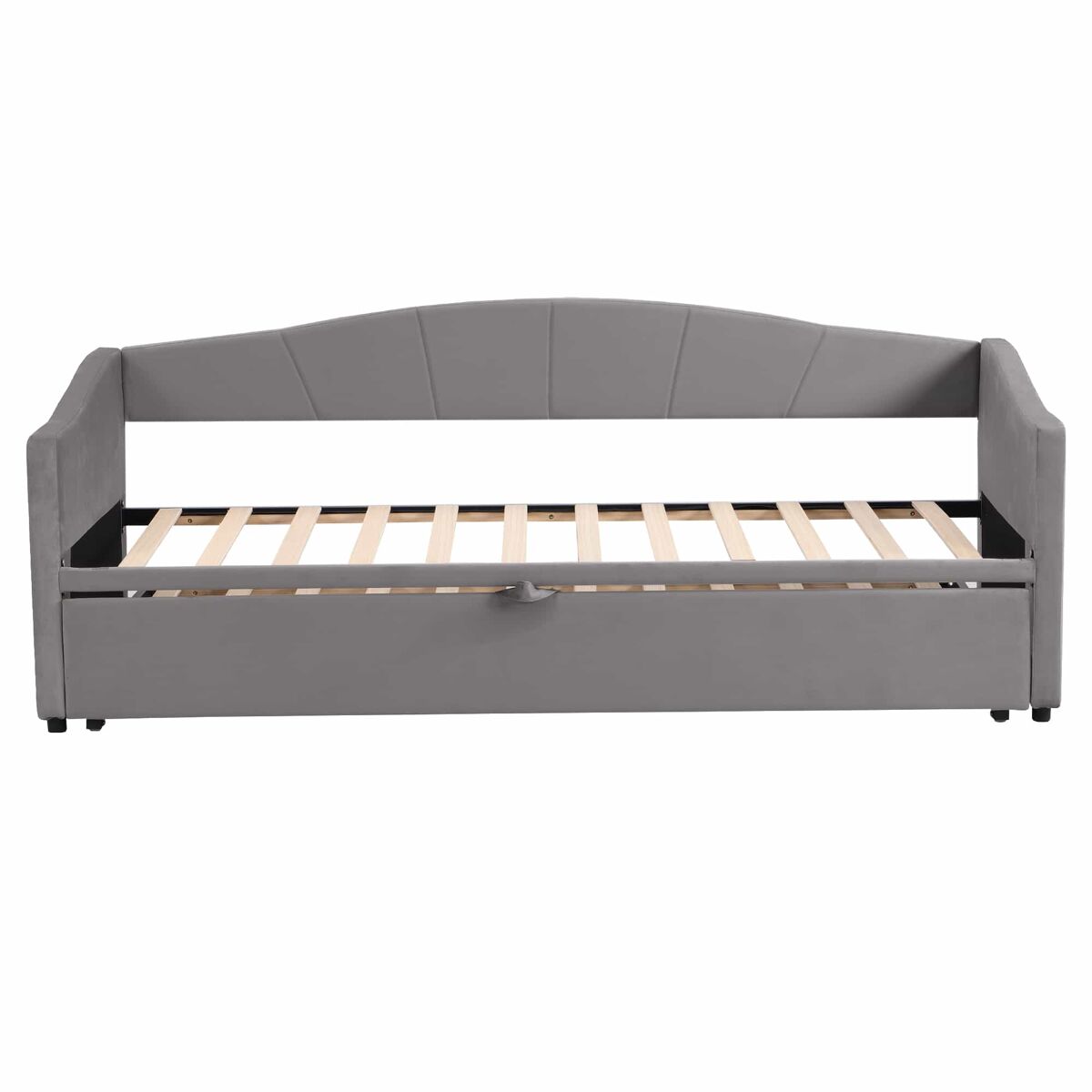 Cama nido de terciopelo 180x200 cm - somier de láminas - gris