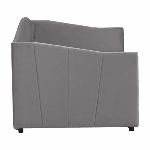 Cama com gavetão de veludo 180x200 cm - estrado de ripas - cinzento