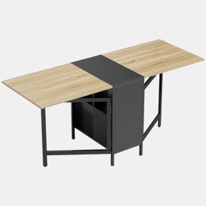 HOMCOM Mesa de Cozinha Dobrável com Arrumação Mesa de Refeição Compacta com 4 Prateleiras para Sala de Jantar Sala de Estar Mesa Auxiliar de Madeira 169x60x75 cm Madeira e Preto