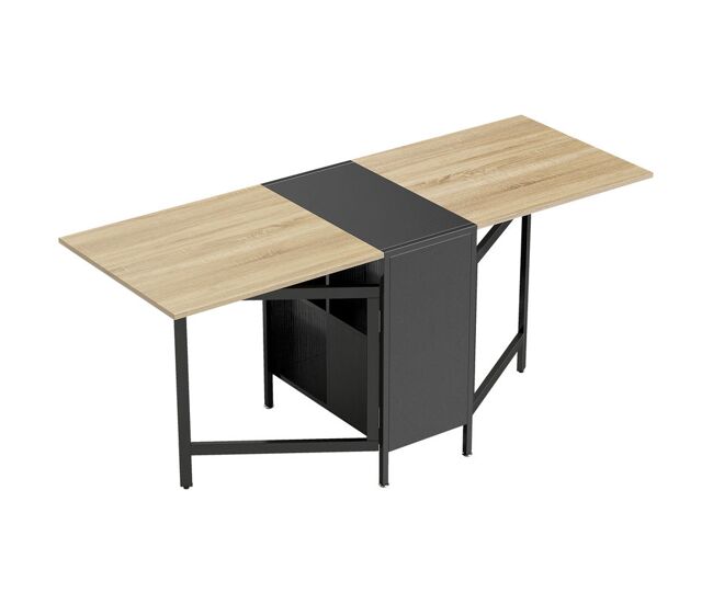 Homcom mesa plegable de comedor, mesa de cocina plegable, con alas abatibles, 4 compartimentos, 3 formas, hasta 4 personas, para salón, espacio