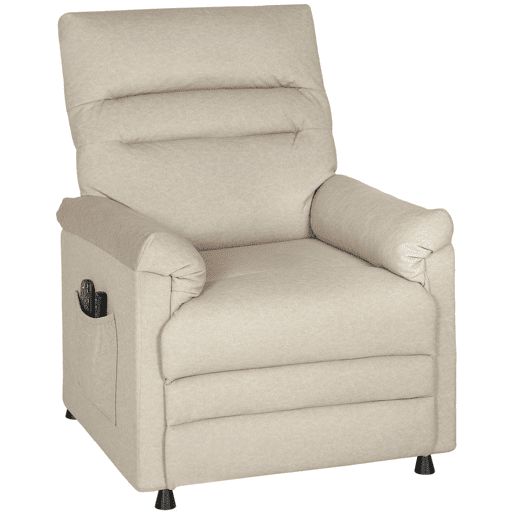 HOMCOM Poltrona de Massagem com Aquecimento Lombar e Massagem por Vibração Poltrona Relax Reclinável Elétrica Motor Silencioso Função de Memória USB e Controlo Remoto 82x99x106 cm Bege