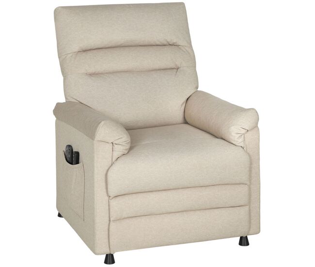 Homcom sillón relax reclinable eléctrico, con calor lumbar y masaje vibración, sillón masaje relax, motor silencioso, función de memoria, bolsillos, control remoto con usb, tejido pet-friendly, beige
