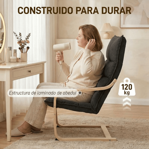 HOMCOM Poltrona de Sala Moderna com Encosto Alto Apoios de Braços e Estrutura de Madeira Estofada em Veludo para Quarto Sala de Estar Preto