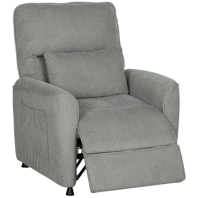 Homcom sillón relax reclinable eléctrico, con calor lumbar y masaje vibración, sillón masaje relax, motor silencioso, función de memoria, bolsillos laterales, almohada, control remoto con usb, gris