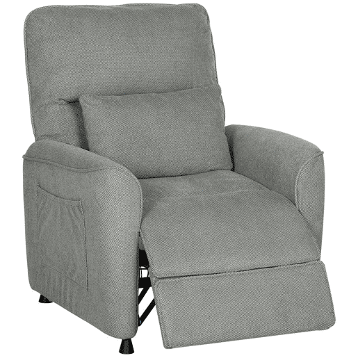 HOMCOM Poltrona Relax Reclinável Elétrica com Calor Lombar e Massagem Vibratória, Motor Silencioso, Função de Memória, Bolsos Laterais, Almofada, Comando com USB, Cinzento