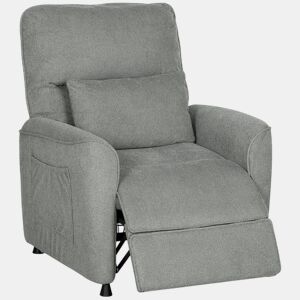 HOMCOM Poltrona Relax Reclinável Elétrica com Calor Lombar e Massagem Vibratória, Motor Silencioso, Função de Memória, Bolsos Laterais, Almofada, Comando com USB, Cinzento