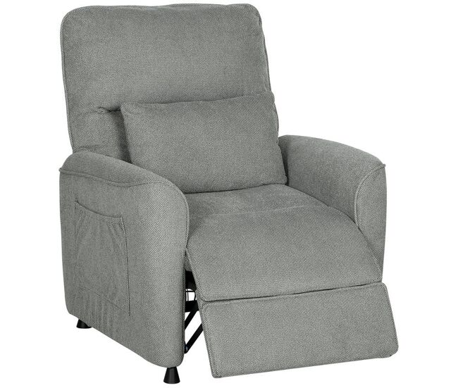 Homcom sillón relax reclinable eléctrico, con calor lumbar y masaje vibración, sillón masaje relax, motor silencioso, función de memoria, bolsillos laterales, almohada, control remoto con usb, gris
