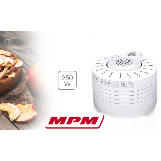 MPM MSG-01 Desidratador de Alimentos, 5 Tabuleiros, BPA Free, Seca Frutas, Legumes, 250, Branco