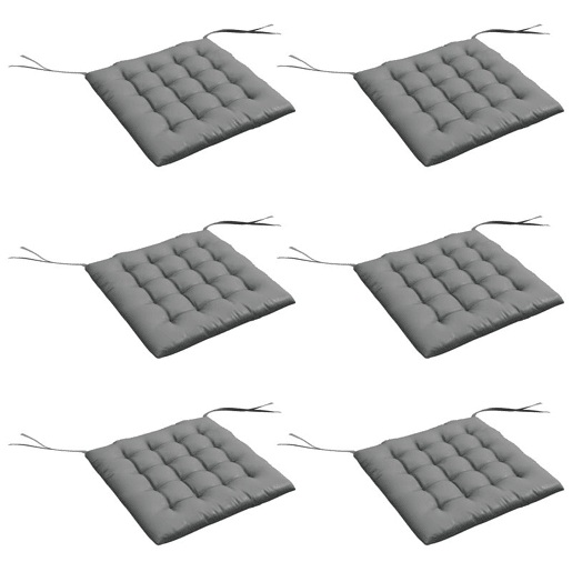 Outsunny Conjunto de 6 Almofadas para Cadeiras de Jantar 40x40 cm 6 Unidades Almofadas para Cadeiras de Jardim Acolchoadas com Fitas e Capas Removíveis, Cinzento Escuro