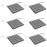 Outsunny Conjunto de 6 Almofadas para Cadeiras de Jantar 40x40 cm 6 Unidades Almofadas para Cadeiras de Jardim Acolchoadas com Fitas e Capas Removíveis, Cinzento Escuro