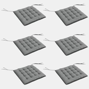 Outsunny Conjunto de 6 Almofadas para Cadeiras de Jantar 40x40 cm 6 Unidades Almofadas para Cadeiras de Jardim Acolchoadas com Fitas e Capas Removíveis, Cinzento Escuro