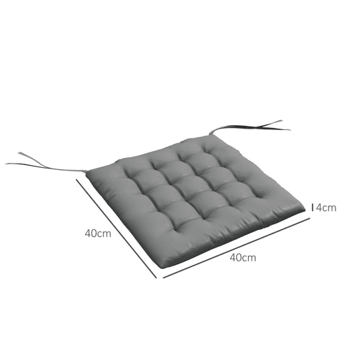 Outsunny Conjunto de 6 Almofadas para Cadeiras de Jantar 40x40 cm 6 Unidades Almofadas para Cadeiras de Jardim Acolchoadas com Fitas e Capas Removíveis, Cinzento Escuro