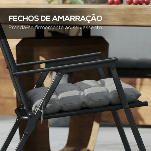 Outsunny Conjunto de 6 Almofadas para Cadeiras de Jantar 40x40 cm 6 Unidades Almofadas para Cadeiras de Jardim Acolchoadas com Fitas e Capas Removíveis, Cinzento Escuro