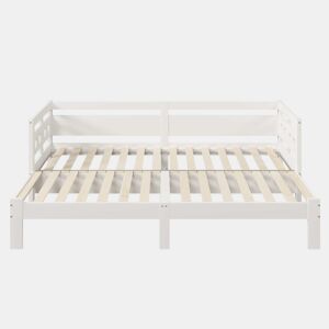 Cama de rodízio em pinho maciço - 90(180)x200cm - com estrado de molas - Branco