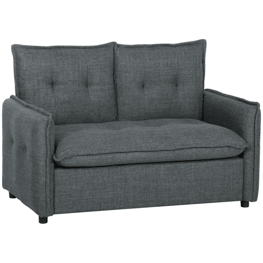 HOMCOM Sofá de 2 Lugares Estofado em Linho Sofá Moderno com Acolchoamento Grosso Design Capitoné para Espaços Pequenos Sala Quarto Escritório Sala de Estar 131x75x85 cm Cinza Escuro