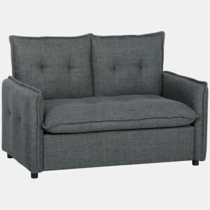 HOMCOM Sofá de 2 Lugares Estofado em Linho Sofá Moderno com Acolchoamento Grosso Design Capitoné para Espaços Pequenos Sala Quarto Escritório Sala de Estar 131x75x85 cm Cinza Escuro