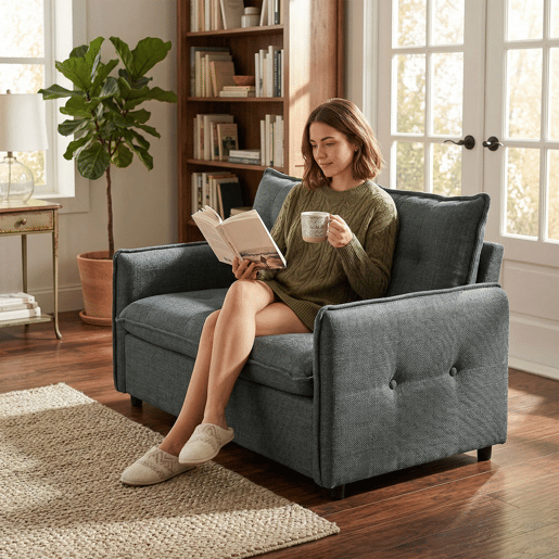HOMCOM Sofá de 2 Lugares Estofado em Linho Sofá Moderno com Acolchoamento Grosso Design Capitoné para Espaços Pequenos Sala Quarto Escritório Sala de Estar 131x75x85 cm Cinza Escuro