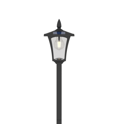 Outsunny Candeeiro Solar Exterior de Jardim com Vaso Luz Solar LED Poste de Alumínio Impermeável IP44 Ligação Automática para Terraço Pátio 33x33x160 cm Preto