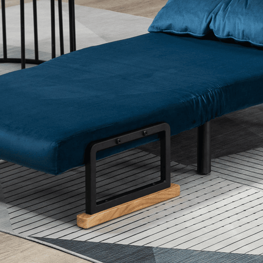 HOMCOM Conjunto de 2 Poltronas Convertível em Cama Dobrável Poltronas Convertível em Cama com Encosto Ajustável em 5 Níveis e Almofada Acolchoada para Escritório Dormitório Sala de Estar Carga 120 kg 63x73x81 cm Azul