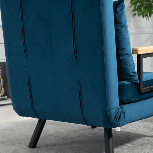 HOMCOM Conjunto de 2 Poltronas Convertível em Cama Dobrável Poltronas Convertível em Cama com Encosto Ajustável em 5 Níveis e Almofada Acolchoada para Escritório Dormitório Sala de Estar Carga 120 kg 63x73x81 cm Azul