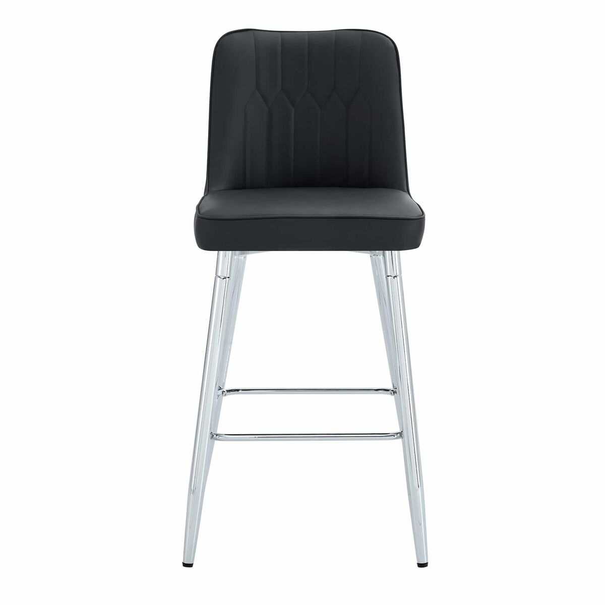 Juego de 2 taburetes de bar, 100 cm - piel sintética negra con estructura metálica plateada - ideal para barra de casa