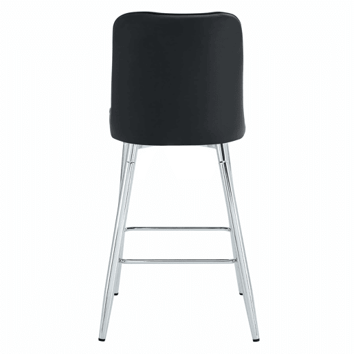 Conjunto de 2 bancos de bar, 100 cm - Couro sintético preto com estrutura metálica prateada - Ideal para balcão de casa
