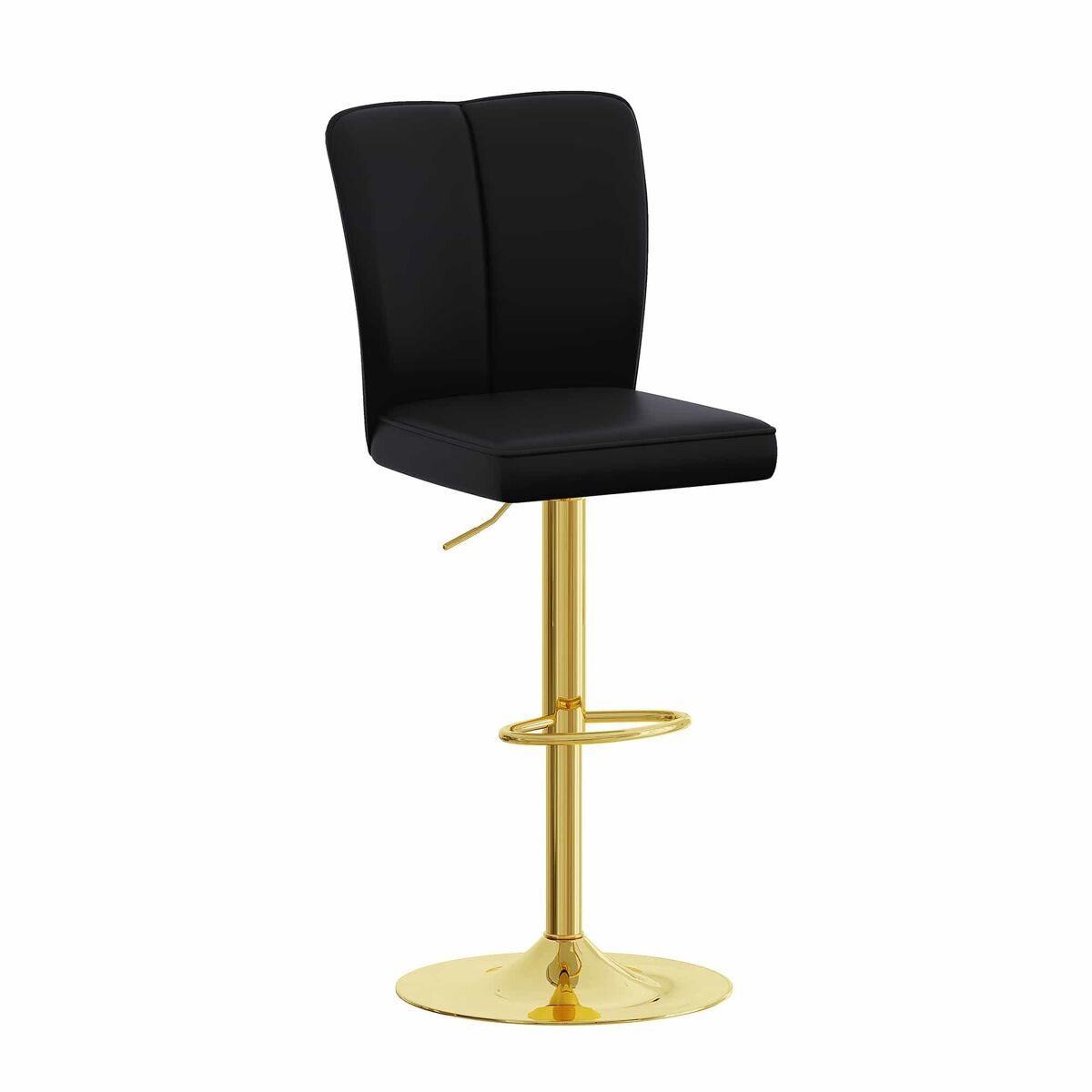 Taburetes de bar ajustables 2 unidades - giratorio 360°, pu resistente al agua, diseño lujo - negro+oro