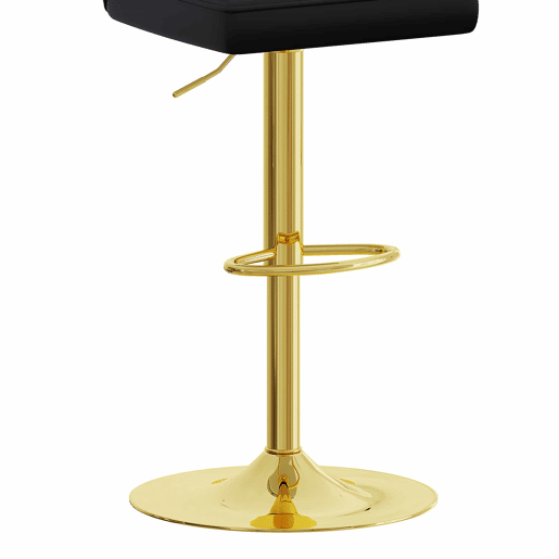 Bancos de bar ajustáveis, 2 unidades - Giratórios a 360°, PU resistente à água, design de luxo - Preto + Dourado