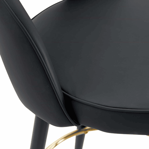 Banco de bar giratório 360° - Almofada em PU preto, confortável e acolchoada, ideal para bares, salas de jantar, cozinhas e terraços - Preto