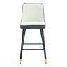 Conjunto de 2 bancos de bar 100 cm - couro PU, base metálica preta, apoio para os pés confortável - Cinza escuro, Branco+Prata