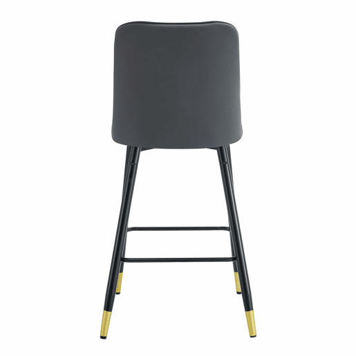 Conjunto de 2 bancos de bar 100 cm - couro PU, base metálica preta, apoio para os pés confortável - Cinza escuro, Branco+Prata