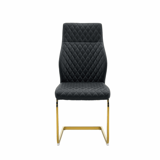 Conjunto de mesa e cadeiras de 60 cm - Mesa em MDF nogueira com pés dourados + 2 cadeiras pretas com padrão em losangos e estrutura dourada - Preto+Dourado, Nogueira