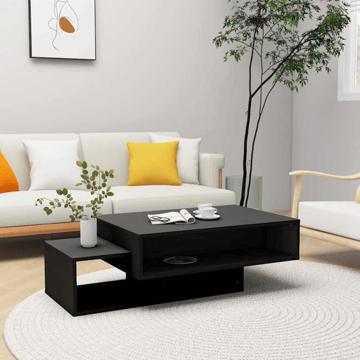 Mesa de Centro, Mesa baixa, 105x55x32 cm derivados de madeira preto