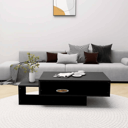 Mesa de Centro, Mesa baixa, 105x55x32 cm derivados de madeira preto