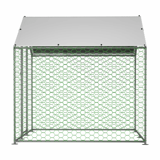 Recinto para galinhas 2x2x2 m - com fechadura de segurança e lona impermeável em PE - prateado