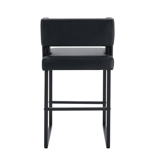 Bancos de bar 2 unidades - estilo nórdico, design quadrado, pernas metálicas pretas - Preto