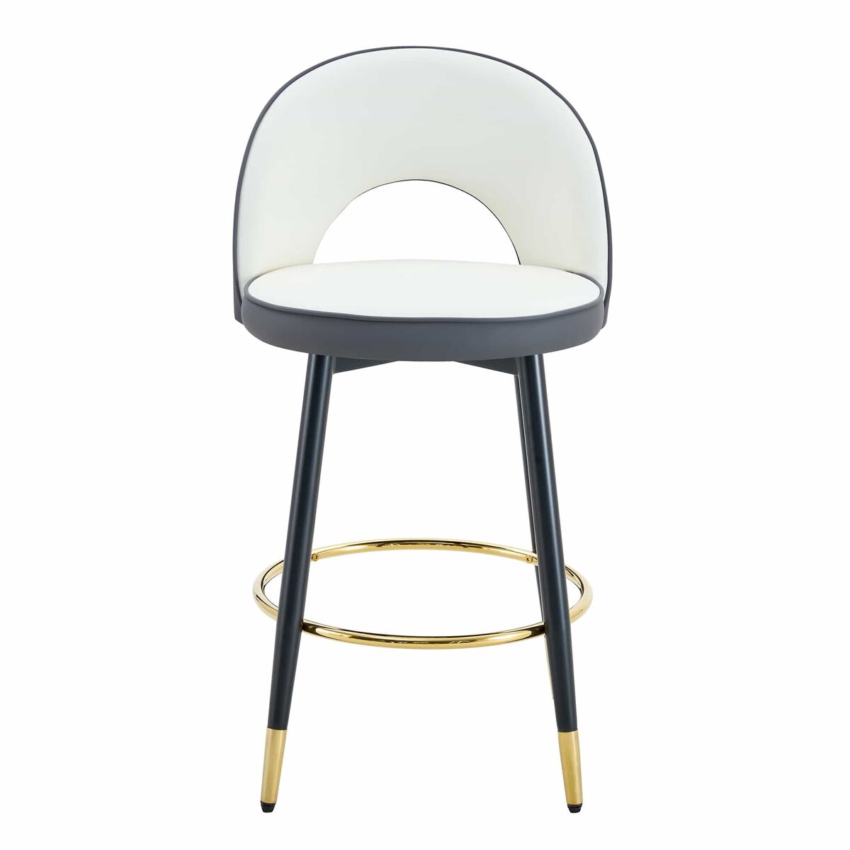 Taburete de bar giratorio 360° - cojines gris oscuro y blanco, material pu, taburete acolchado cómodo, ideal para bares, comedores, cocinas, terrazas,