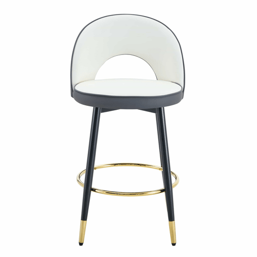 Banco de bar giratório 360° - Almofadas cinza escuro e branco, material PU, banco acolchoado confortável, ideal para bares, salas de jantar, cozinhas, terraços, etc. - Cor: Cinza escuro, Branco