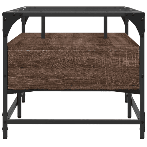Mesa de Centro, Mesa baixa, c topo vidro 98,5x50x45cm carvalho castanho aço Mesa de Centro, Mesa baixa, c topo vidro 98,5x50x45cm carvalho castanho aço