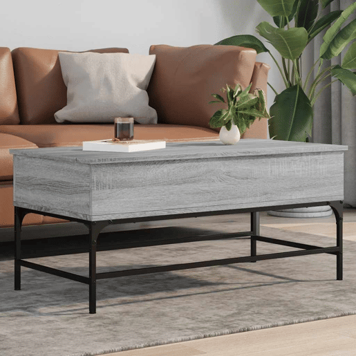 Mesa de Centro, Mesa baixa, 100x50x45cm derivados madeirametal cinza sonoma