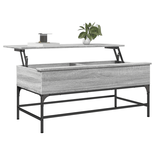 Mesa de Centro, Mesa baixa, 100x50x45cm derivados madeirametal cinza sonoma