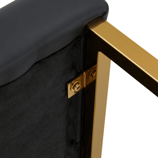 Bancos de bar 2 unidades - estilo nórdico, design quadrado, pernas metálicas douradas - Preto+Dourado