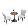 Conjunto de mesa e cadeiras de 60 cm - Mesa redonda em MDF com 2 cadeiras de jantar em PU - Cinza claro e preto
