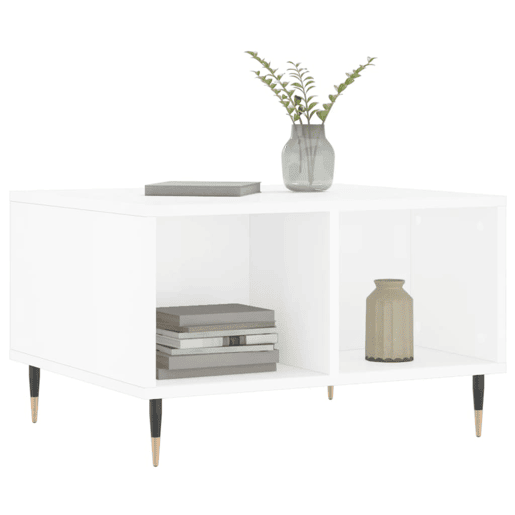 Mesa de Centro, Mesa baixa, 60x50x36,5 cm derivados madeira branco brilhante