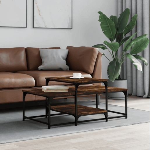 Mesa de Centro, Mesa baixa, 102x60x45 cm derivados madeira carvalho fumado