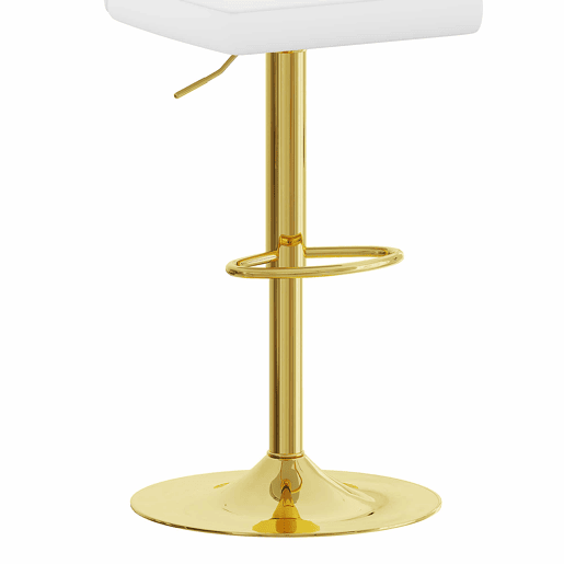 Bancos de bar ajustáveis, 2 unidades - giratórios a 360° - PU resistente à água - Branco + Dourado