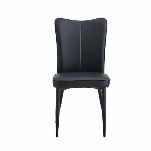 Conjunto de mesa e cadeiras de 60 cm - mesa redonda em MDF com pernas pretas e 2 cadeiras de jantar em PU preto - Preto, Nogueira