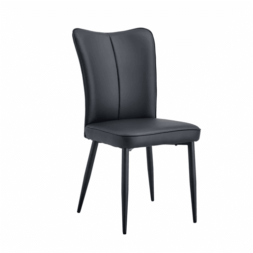 Conjunto de mesa e cadeiras de 60 cm - mesa redonda em MDF com pernas pretas e 2 cadeiras de jantar em PU preto - Preto, Nogueira