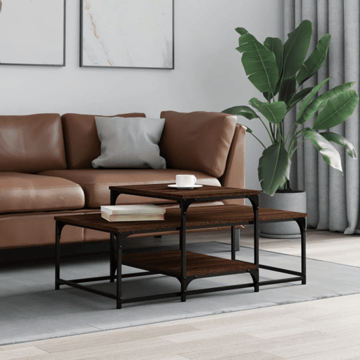 Mesa de Centro, Mesa baixa, 102x60x45 cm derivados madeira carvalho castanho